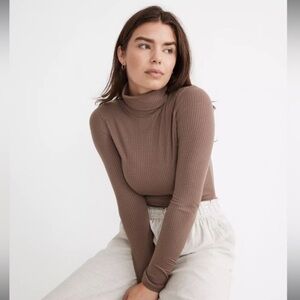 Madewell Taupe Ribbed Turtleneck